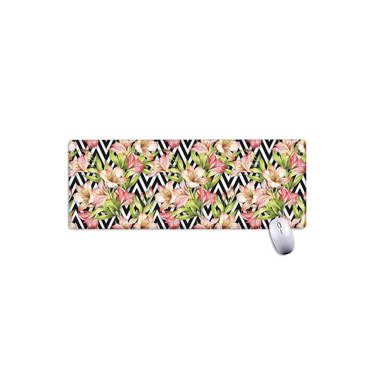 Pastel Alstroemeria Zigzag Pattern Print Extended Mouse Pad