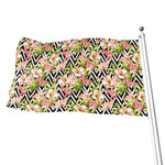 Pastel Alstroemeria Zigzag Pattern Print Flag