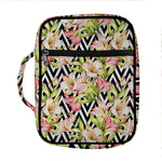 Pastel Alstroemeria Zigzag Pattern Print Front Pocket Bible Bag