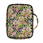 Pastel Alstroemeria Zigzag Pattern Print Front Pocket Bible Bag
