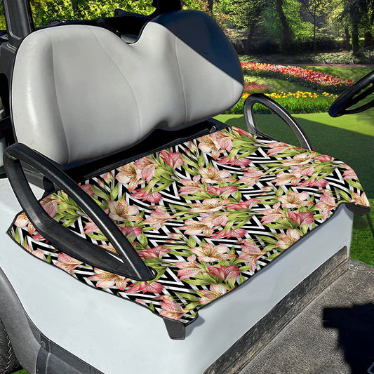 Pastel Alstroemeria Zigzag Pattern Print Golf Cart Seat Cover