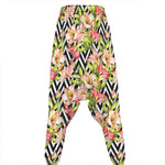 Pastel Alstroemeria Zigzag Pattern Print Hammer Pants