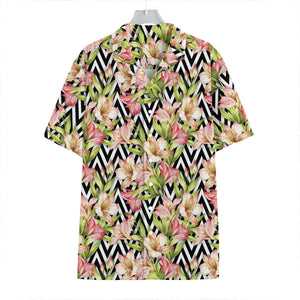 Pastel Alstroemeria Zigzag Pattern Print Hawaiian Shirt