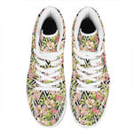 Pastel Alstroemeria Zigzag Pattern Print High Top Leather Sneakers