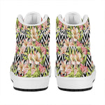 Pastel Alstroemeria Zigzag Pattern Print High Top Leather Sneakers