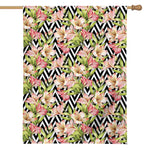 Pastel Alstroemeria Zigzag Pattern Print House Flag