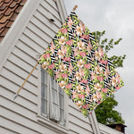 Pastel Alstroemeria Zigzag Pattern Print House Flag