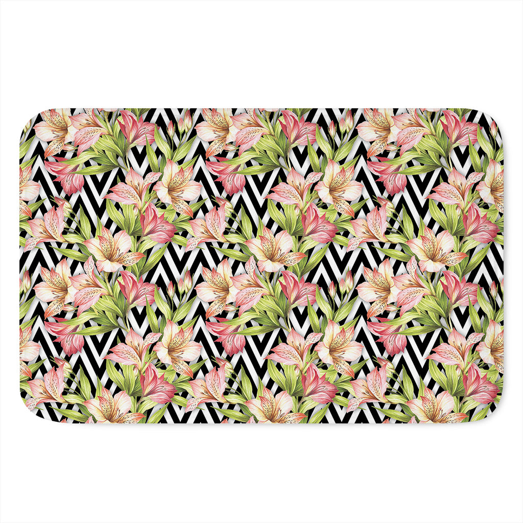 Pastel Alstroemeria Zigzag Pattern Print Indoor Door Mat