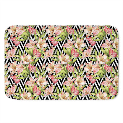 Pastel Alstroemeria Zigzag Pattern Print Indoor Door Mat