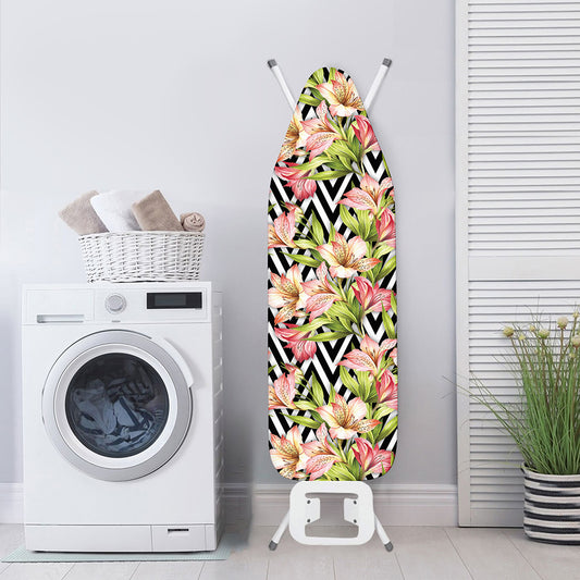 Pastel Alstroemeria Zigzag Pattern Print Ironing Board Cover