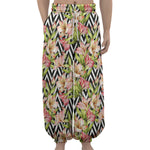 Pastel Alstroemeria Zigzag Pattern Print Lantern Pants