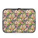 Pastel Alstroemeria Zigzag Pattern Print Laptop Sleeve