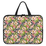 Pastel Alstroemeria Zigzag Pattern Print Laptop Sleeve With Handle