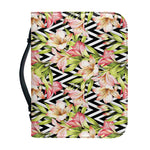 Pastel Alstroemeria Zigzag Pattern Print Leather Bible Cover