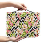 Pastel Alstroemeria Zigzag Pattern Print Leather Bible Cover