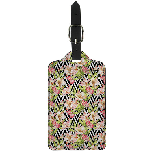 Pastel Alstroemeria Zigzag Pattern Print Luggage Tag