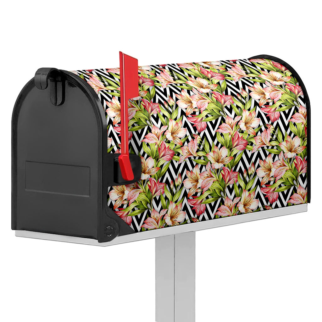 Pastel Alstroemeria Zigzag Pattern Print Mailbox Cover
