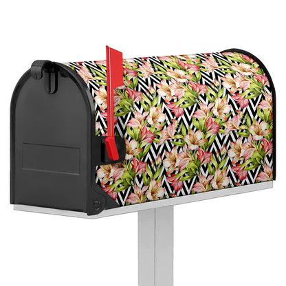 Pastel Alstroemeria Zigzag Pattern Print Mailbox Cover