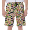 Pastel Alstroemeria Zigzag Pattern Print Men's Beach Shorts