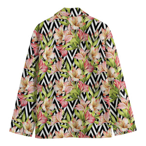 Pastel Alstroemeria Zigzag Pattern Print Men's Blazer