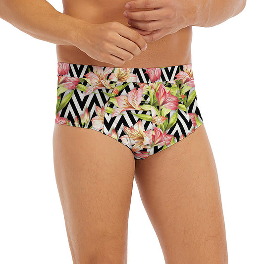 Pastel Alstroemeria Zigzag Pattern Print Men's Briefs