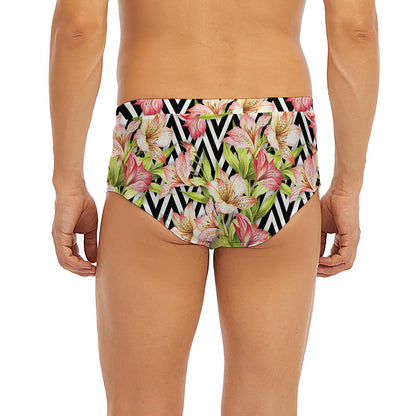 Pastel Alstroemeria Zigzag Pattern Print Men's Briefs