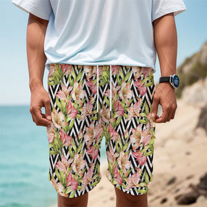 Pastel Alstroemeria Zigzag Pattern Print Men's Cargo Shorts