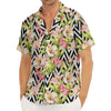 Pastel Alstroemeria Zigzag Pattern Print Men's Deep V-Neck Shirt