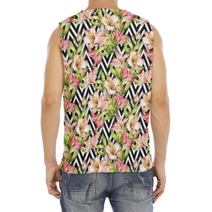 Pastel Alstroemeria Zigzag Pattern Print Men's Fitness Tank Top