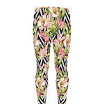 Pastel Alstroemeria Zigzag Pattern Print Men's leggings