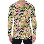 Pastel Alstroemeria Zigzag Pattern Print Men's Long Sleeve T-Shirt