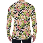 Pastel Alstroemeria Zigzag Pattern Print Men's Long Sleeve T-Shirt