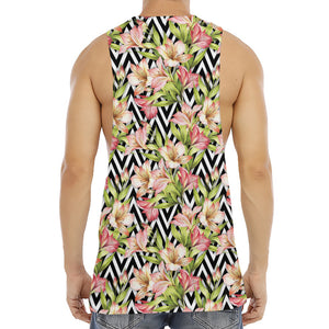 Pastel Alstroemeria Zigzag Pattern Print Men's Muscle Tank Top