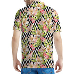 Pastel Alstroemeria Zigzag Pattern Print Men's Polo Shirt