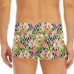 Pastel Alstroemeria Zigzag Pattern Print Men's Short Boxer Briefs
