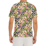 Pastel Alstroemeria Zigzag Pattern Print Men's Short Sleeve Rash Guard