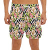 Pastel Alstroemeria Zigzag Pattern Print Men's Split Running Shorts