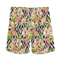 Pastel Alstroemeria Zigzag Pattern Print Men's Athletic Shorts