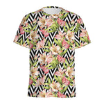 Pastel Alstroemeria Zigzag Pattern Print Men's Sports T-Shirt