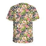 Pastel Alstroemeria Zigzag Pattern Print Men's Sports T-Shirt
