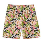 Pastel Alstroemeria Zigzag Pattern Print Men's Swim Trunks