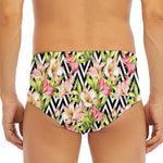 Pastel Alstroemeria Zigzag Pattern Print Men's Triangle Swim Briefs