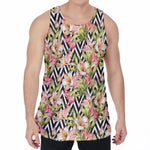 Pastel Alstroemeria Zigzag Pattern Print Men's Velvet Tank Top