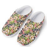 Pastel Alstroemeria Zigzag Pattern Print Mesh Casual Shoes