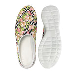 Pastel Alstroemeria Zigzag Pattern Print Mesh Casual Shoes