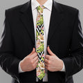 Pastel Alstroemeria Zigzag Pattern Print Necktie