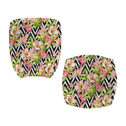 Pastel Alstroemeria Zigzag Pattern Print Office Chair Cover
