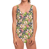 Pastel Alstroemeria Zigzag Pattern Print One Piece Swimsuit