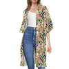 Pastel Alstroemeria Zigzag Pattern Print Open Front Beach Cover Up