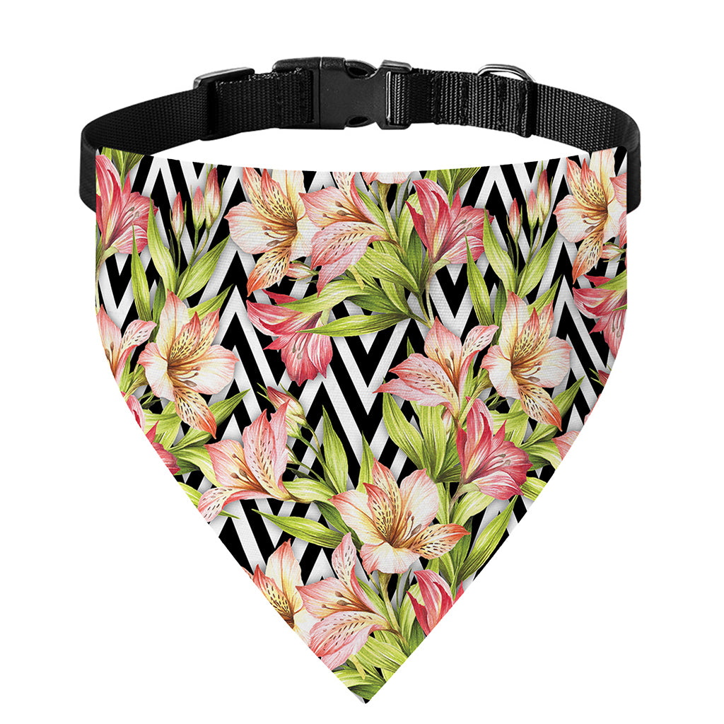 Pastel Alstroemeria Zigzag Pattern Print Over The Collar Dog Bandana